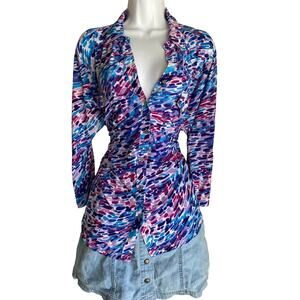 VTG Y2K Emily Daniels Plus XL Artsy Boho Blouse Soft Flowy Coquette Fiary Retro